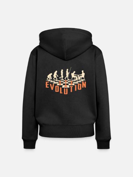 Die Evolution des Schachs - Frauen Premium Bio Zip Hoodie - Schwarz