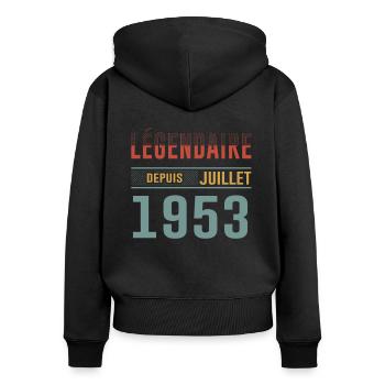 Légendaire Depuis Juillet 1953 Anniversaire Cadeau - Sweat à capuche zippé Premium bio Femme - noir - Dos - Julia (174cm)