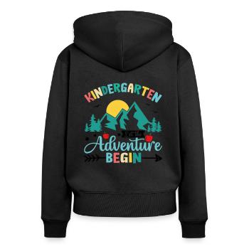 Kindergarten Das Abenteuer beginnt - Frauen Premium Bio Zip Hoodie - Schwarz - Hinten - Julia (174cm)