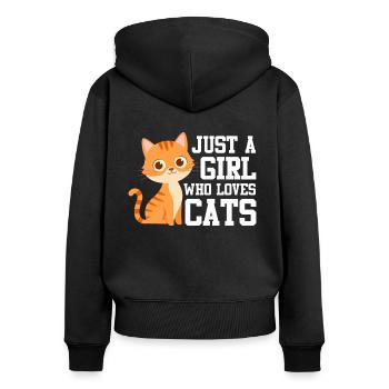 Just A Girl Who Loves Cats Katze - Frauen Premium Bio Zip Hoodie - Schwarz - Hinten - Julia (174cm)