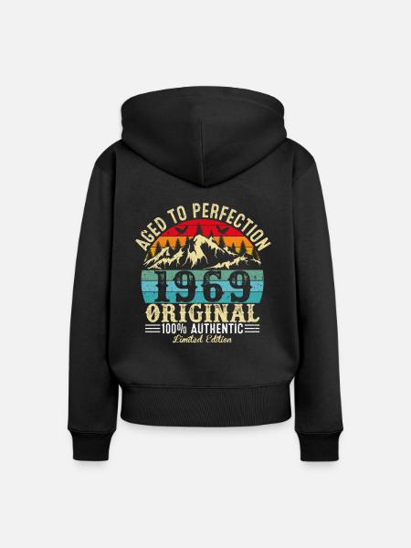 Perfekt gealtert 1969 Original - Frauen Premium Bio Zip Hoodie - Schwarz