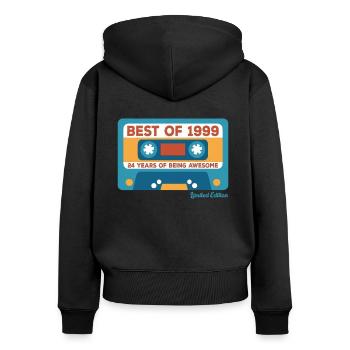 1999 Vintage Vintage Retro Geburtstagsgeschenk - Frauen Premium Bio Zip Hoodie - Schwarz - Hinten - Julia (174cm)