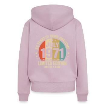 Juli 1971 52 Jahre Jubiläumsgeschenk - Frauen Premium Bio Zip Hoodie - Altrosa - Hinten - Julia (174cm)