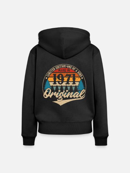 Hergestellt 1971 Original - Frauen Premium Bio Zip Hoodie - Schwarz