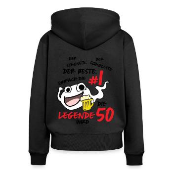 Die Legende Wird 50 Jahre - Frauen Premium Bio Zip Hoodie - Schwarz - Hinten - Julia (174cm)