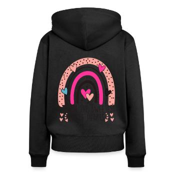 I Teach The Sweetest Hearts Rainbow Teacher - Women's Premium Organic Zip Hoodie - black - Back - Julia (174cm)