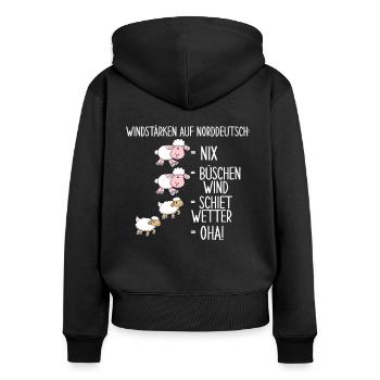 Windstärke Auf Norddeutsch - Frauen Premium Bio Zip Hoodie - Schwarz - Hinten - Julia (174cm)