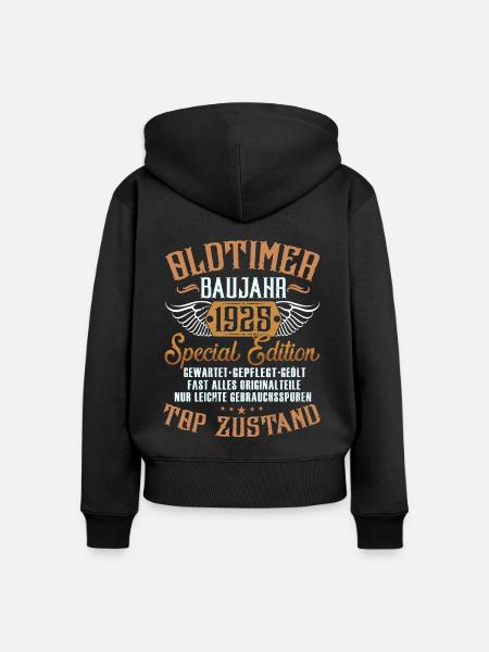 Oldtimer Baujahr 1925 - Frauen Premium Bio Zip Hoodie - Schwarz