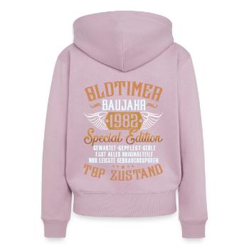 41. GEBURTSTAG OLDTIMER 1982 - Frauen Premium Bio Zip Hoodie - Altrosa - Hinten - Julia (174cm)