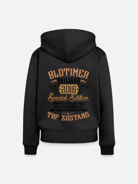 Oldtimer 2016 - Frauen Premium Bio Zip Hoodie - Schwarz