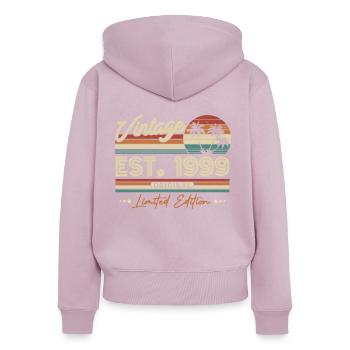 1999 Jahrgang Retro - Frauen Premium Bio Zip Hoodie - Altrosa - Hinten - Julia (174cm)