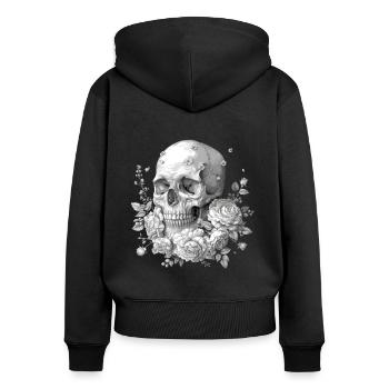 Blühendes Leben Und Vergänglichkeit - Frauen Premium Bio Zip Hoodie - Schwarz - Hinten - Julia (174cm)