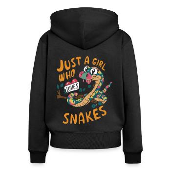 Juste une fille qui aime les serpents - Sweat à capuche zippé Premium bio Femme - noir - Dos - Julia (174cm)