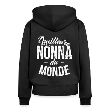 Fête des Mères Meilleure Nonna du Monde - Sweat à capuche zippé Premium bio Femme - noir - Dos - Julia (174cm)