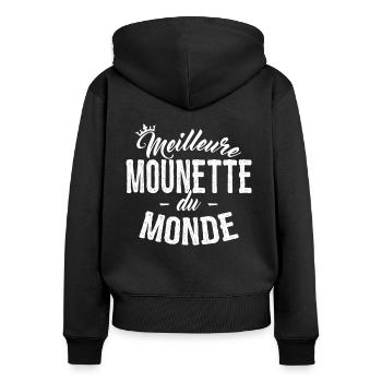 Fête des Mères Meilleure Mounette du Monde - Sweat à capuche zippé Premium bio Femme - noir - Dos - Julia (174cm)