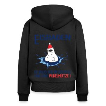 winterbader winterschwimmen pudelmütze eisbaden - Frauen Premium Bio Zip Hoodie - Schwarz - Hinten - Julia (174cm)