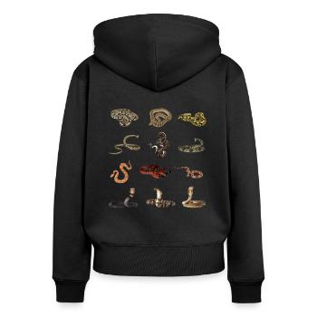 Différentes espèces de serpents - Sweat à capuche zippé Premium bio Femme - noir - Dos - Julia (174cm)