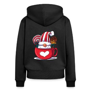 Weihnachtswichtel Wichtel - Frauen Premium Bio Zip Hoodie - Schwarz - Hinten - Julia (174cm)