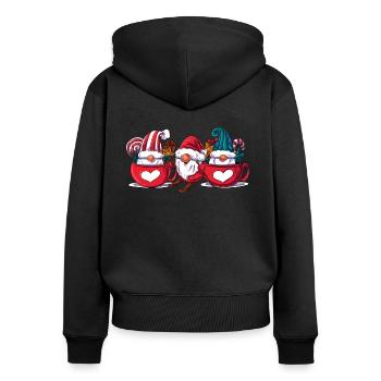 Weihnachtswichtel Wichtel - Frauen Premium Bio Zip Hoodie - Schwarz - Hinten - Julia (174cm)