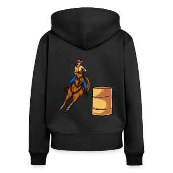 Courses de barils Courses de chevaux - Sweat à capuche zippé Premium bio Femme - noir - Dos - Julia (174cm)
