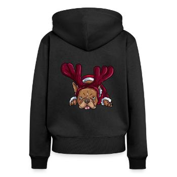 French Bulldog Dog - Women's Premium Organic Zip Hoodie - black - Back - Julia (174cm)