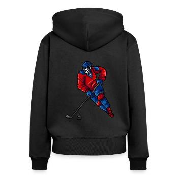 Eishockeyspieler Puck - Frauen Premium Bio Zip Hoodie - Schwarz - Hinten - Julia (174cm)