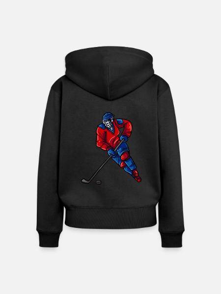 Eishockeyspieler Puck - Frauen Premium Bio Zip Hoodie - Schwarz