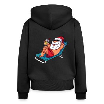 Beach Santa Claus - Women's Premium Organic Zip Hoodie - black - Back - Julia (174cm)