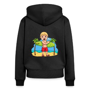 Kind Surfbrett Surfer - Frauen Premium Bio Zip Hoodie - Schwarz - Hinten - Julia (174cm)