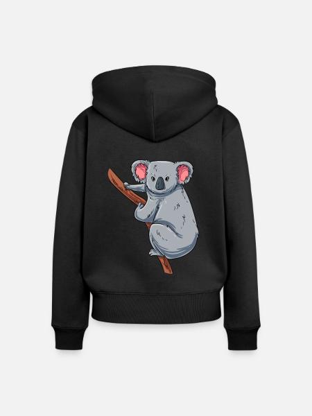 Kletternder Koala - Frauen Premium Bio Zip Hoodie - Schwarz