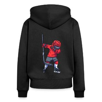 Eishockeyspieler - Frauen Premium Bio Zip Hoodie - Schwarz - Hinten - Julia (174cm)