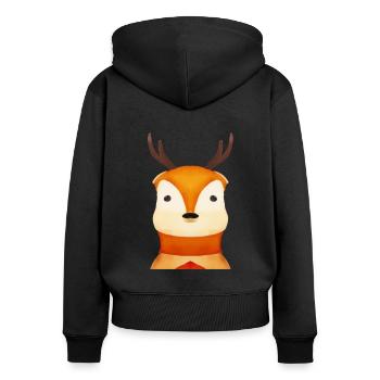 Hirsch Waldtier Reh - Frauen Premium Bio Zip Hoodie - Schwarz - Hinten - Julia (174cm)