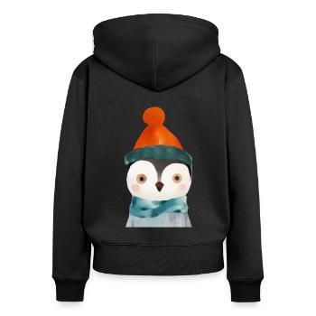 Niedlicher Pinguin - Frauen Premium Bio Zip Hoodie - Schwarz - Hinten - Julia (174cm)