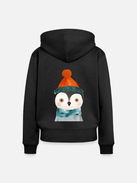 Niedlicher Pinguin - Frauen Premium Bio Zip Hoodie - Schwarz