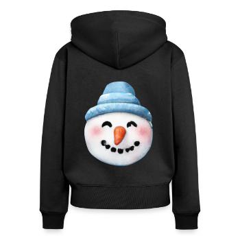 Bonhomme de neige de Noël vintage - Sweat à capuche zippé Premium bio Femme - noir - Dos - Julia (174cm)