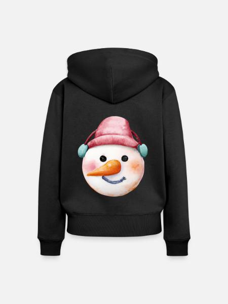 Schneemann - Frauen Premium Bio Zip Hoodie - Schwarz