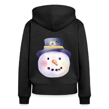 Bonhomme de neige de Noël vintage - Sweat à capuche zippé Premium bio Femme - noir - Dos - Julia (174cm)