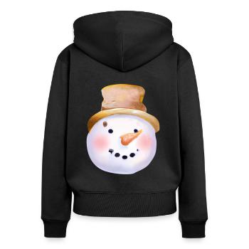 Bonhomme de neige de Noël vintage - Sweat à capuche zippé Premium bio Femme - noir - Dos - Julia (174cm)
