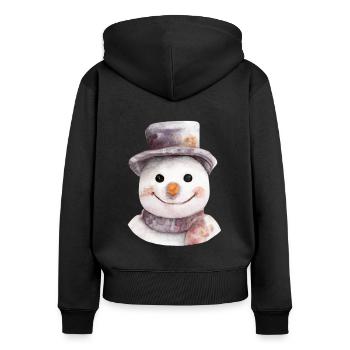Retro Weihnachten Schneemann Gesicht - Frauen Premium Bio Zip Hoodie - Schwarz - Hinten - Julia (174cm)
