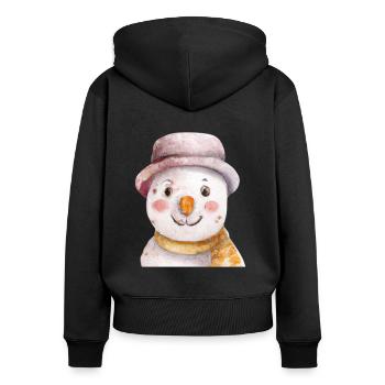 Retro Weihnachten Schneemann Gesicht - Frauen Premium Bio Zip Hoodie - Schwarz - Hinten - Julia (174cm)