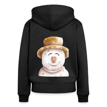 Retro Snowman Head - Women's Premium Organic Zip Hoodie - black - Back - Julia (174cm)