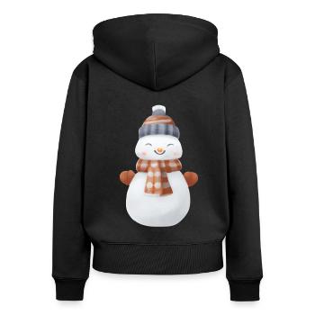 Vintage snowman with scarf - Women's Premium Organic Zip Hoodie - black - Back - Julia (174cm)