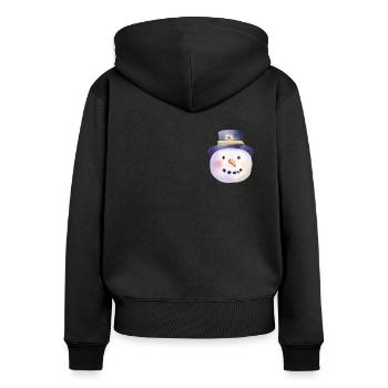 Vintage Winter Snowman Head - Women's Premium Organic Zip Hoodie - black - Back - Julia (174cm)