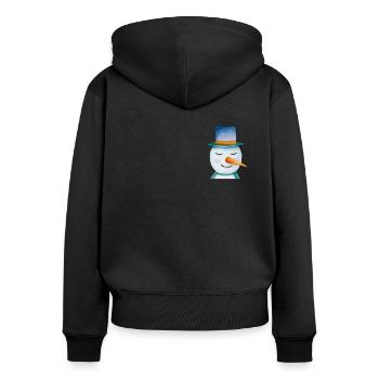 Vintage Schneemann Gesicht Brusttasche - Frauen Premium Bio Zip Hoodie - Schwarz - Hinten - Julia (174cm)