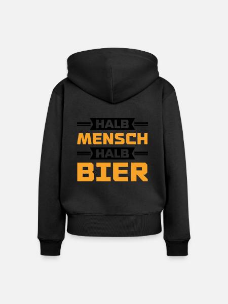 Halb mensch halb bier - Frauen Premium Bio Zip Hoodie - Schwarz