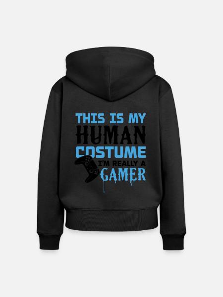 Ich bin wirklich ein Gamer - Frauen Premium Bio Zip Hoodie - Schwarz