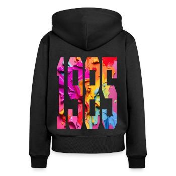 BUNT 41. GEBURTSTAG 1985 - Frauen Premium Bio Zip Hoodie - Schwarz - Hinten - Julia (174cm)