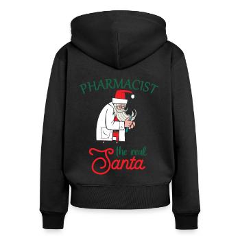 Apotheker the real Santa Weihnachten - Frauen Premium Bio Zip Hoodie - Schwarz - Hinten - Julia (174cm)