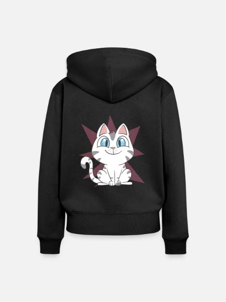 Cute Cat - Frauen Premium Bio Zip Hoodie - Schwarz