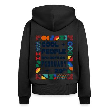 Les gens cool sont nés le 29 février - Sweat à capuche zippé Premium bio Femme - noir - Dos - Julia (174cm)